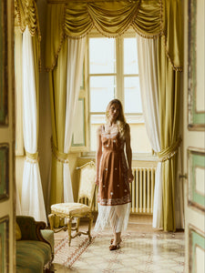 Hannah Dress in Marigold Honey Embroidery