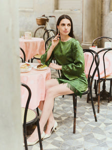 Tillie Dress in Emerald Floral Jacquard