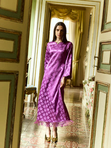 Ariana Dress in Plum Floral Jacquard