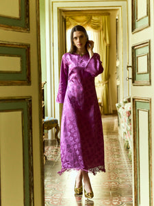 Ariana Dress in Plum Floral Jacquard