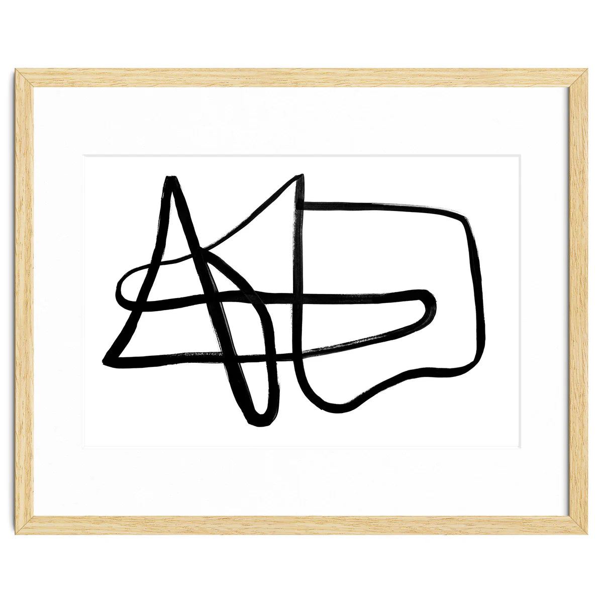 Black and White Line Art #1, Light Ash Neutral Frame