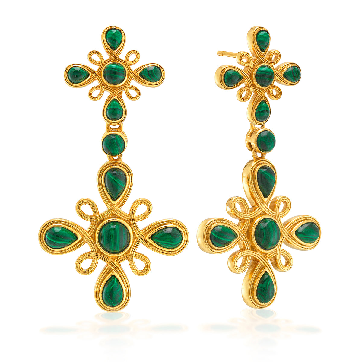 Monique Gem Double Drop Earrings in Malachite