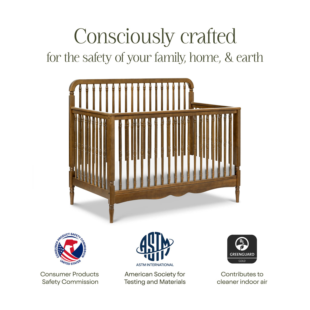 Liberty 4-in-1 Convertible Spindle Crib in Natural Walnut