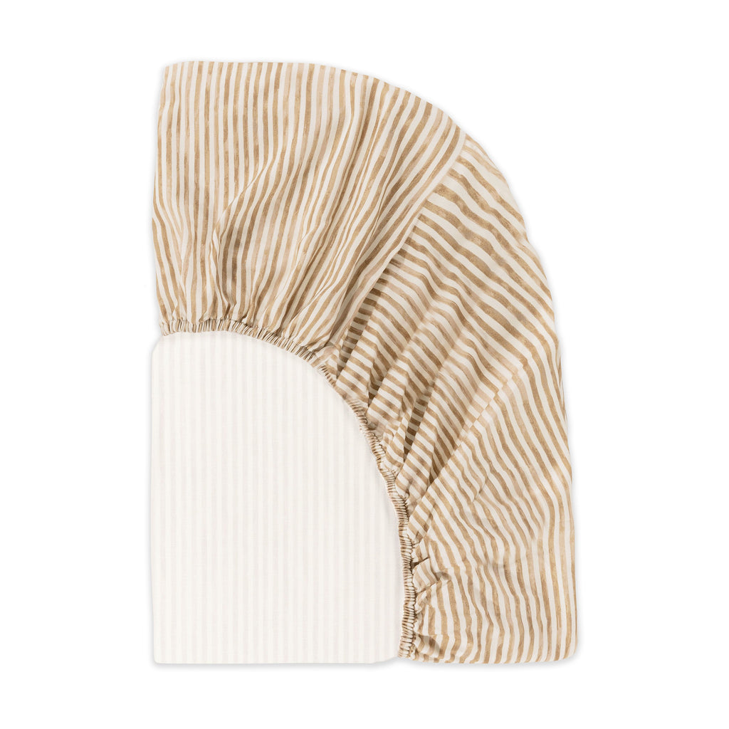 Crib Sheet in GOTS Certified Organic Brushed Cotton by Nate Berkus in Autumn Stripe