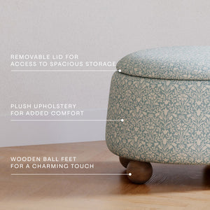 Morris & Co. x Namesake Tuffet Storage Ottoman Bellflowers in Powdered Blue