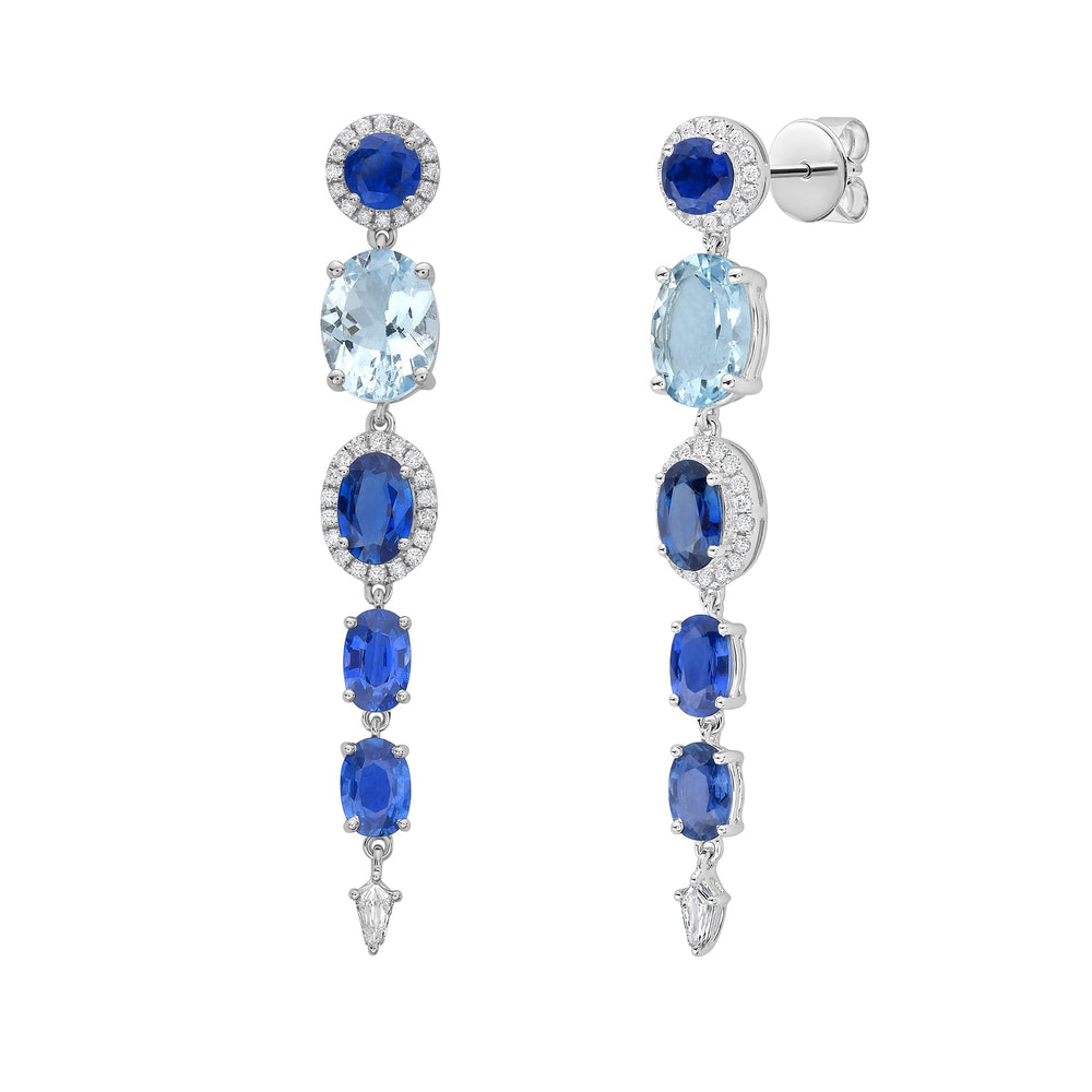 Ekaterina Blue Sapphire and Aquamarine Earrings - Jewelry - RUCHI New York