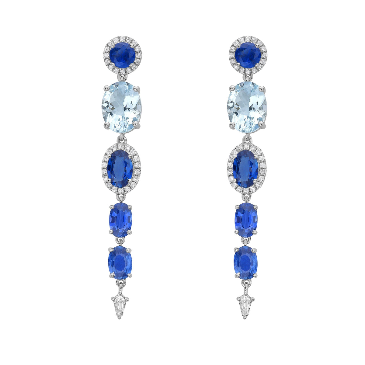 Ekaterina Blue Sapphire and Aquamarine Earrings - Jewelry - RUCHI New York