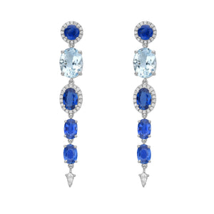 Ekaterina Blue Sapphire and Aquamarine Earrings - Jewelry - RUCHI New York