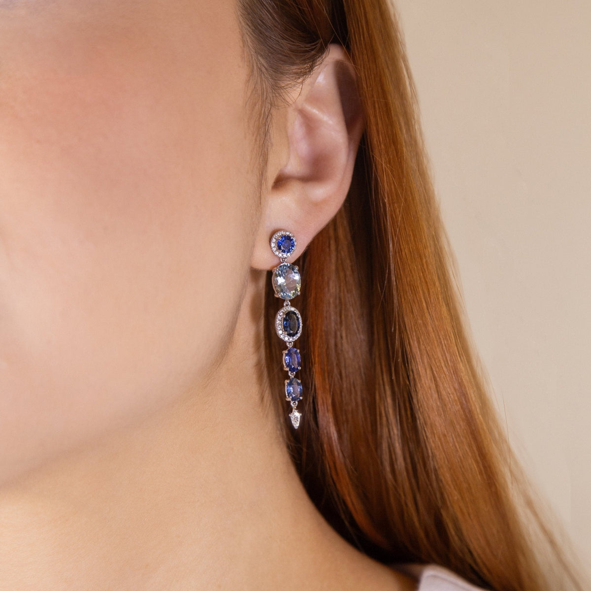 Ekaterina Blue Sapphire and Aquamarine Earrings - Jewelry - RUCHI New York