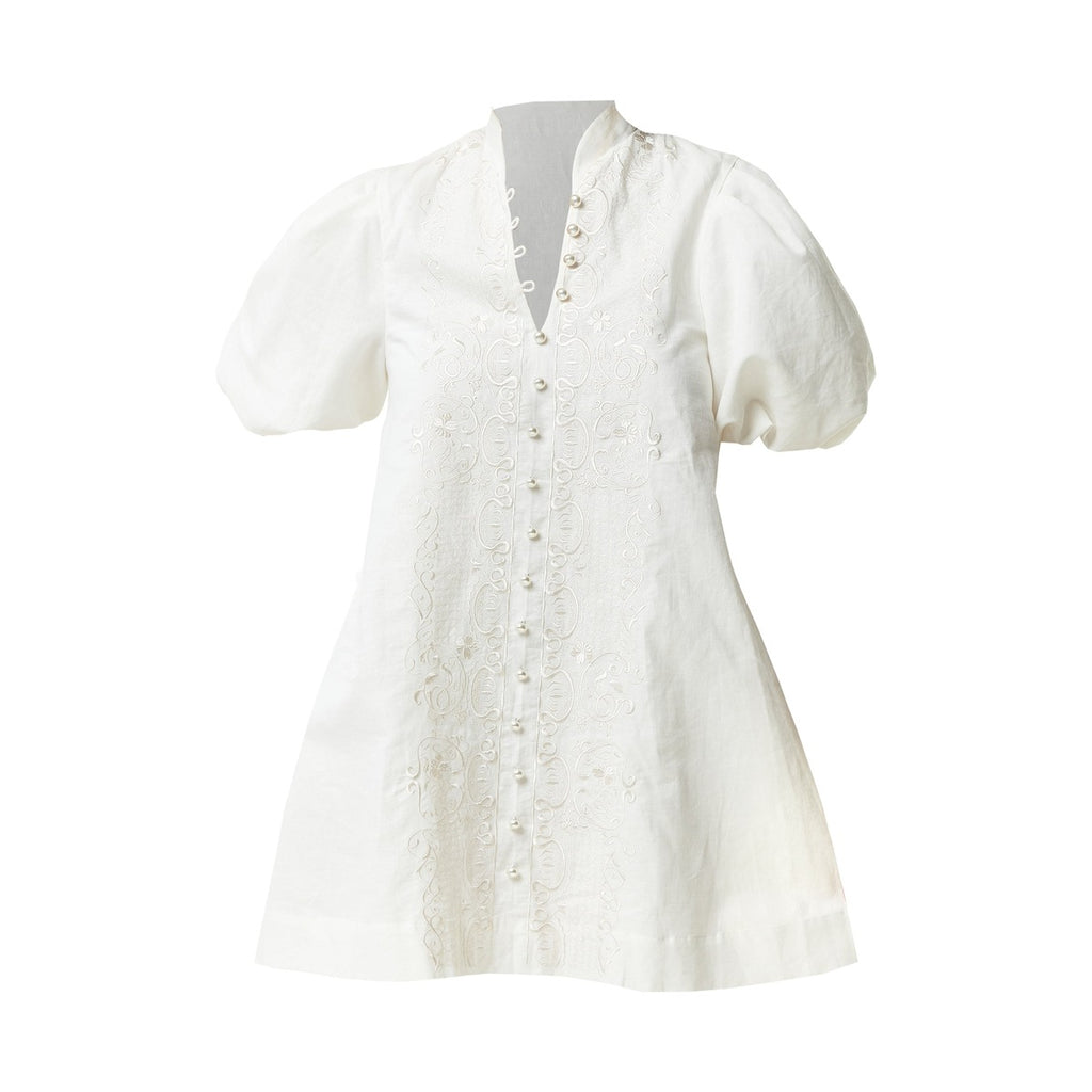 Elliana Barong Mini Dress in Ivory