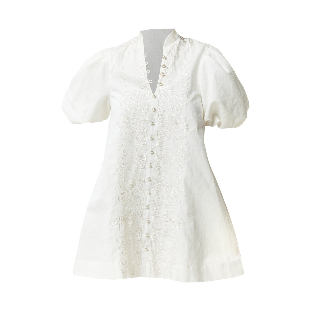 Elliana Barong Mini Dress in Ivory