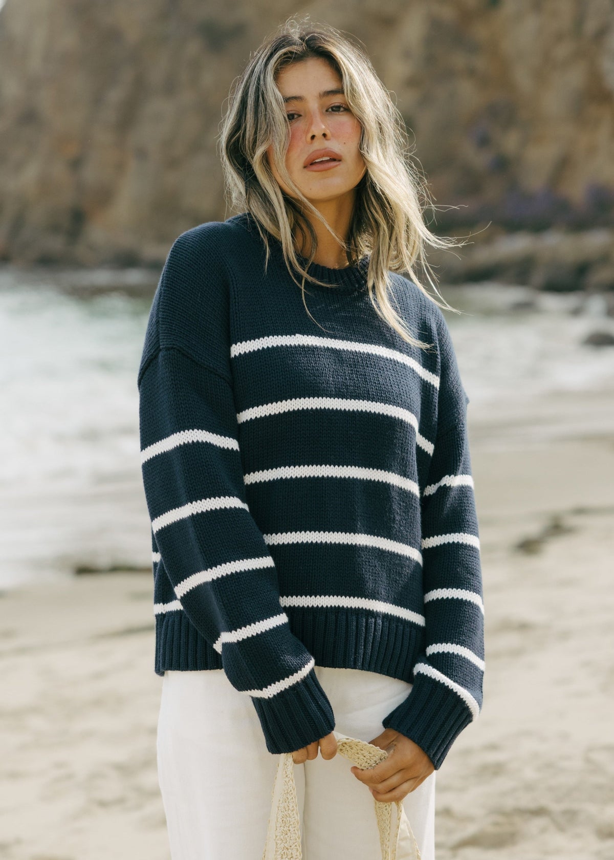 Elena Crew in Navy and Ivory