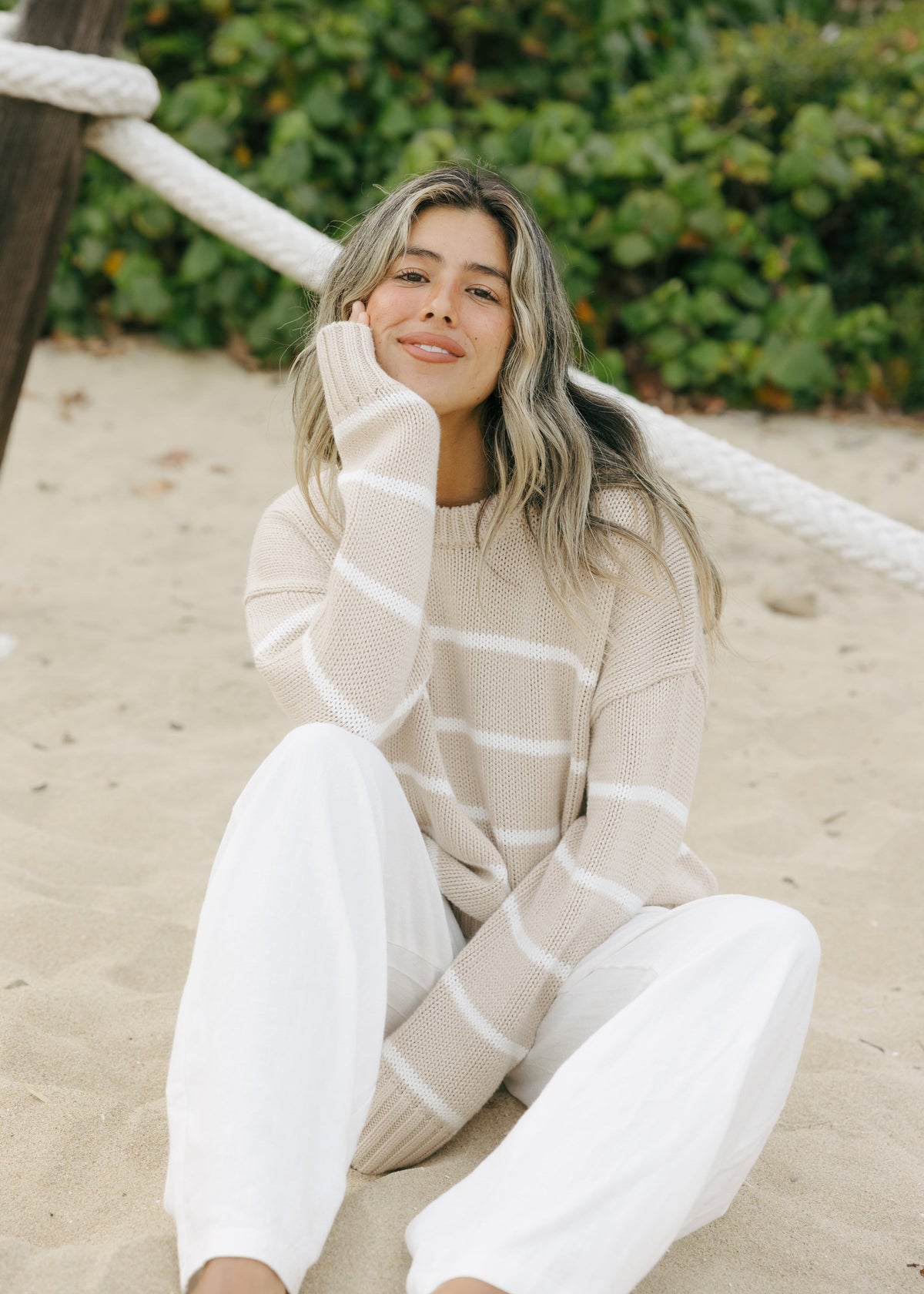 Elena Crew in Oatmeal and Ivory