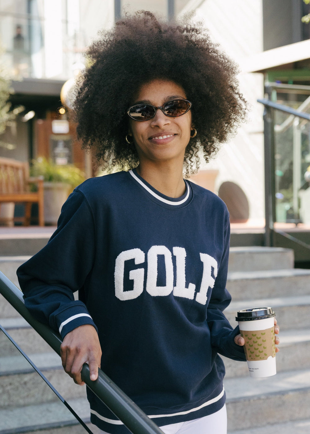 Elle Sweatshirt - Collegiate Golf in Navy and White