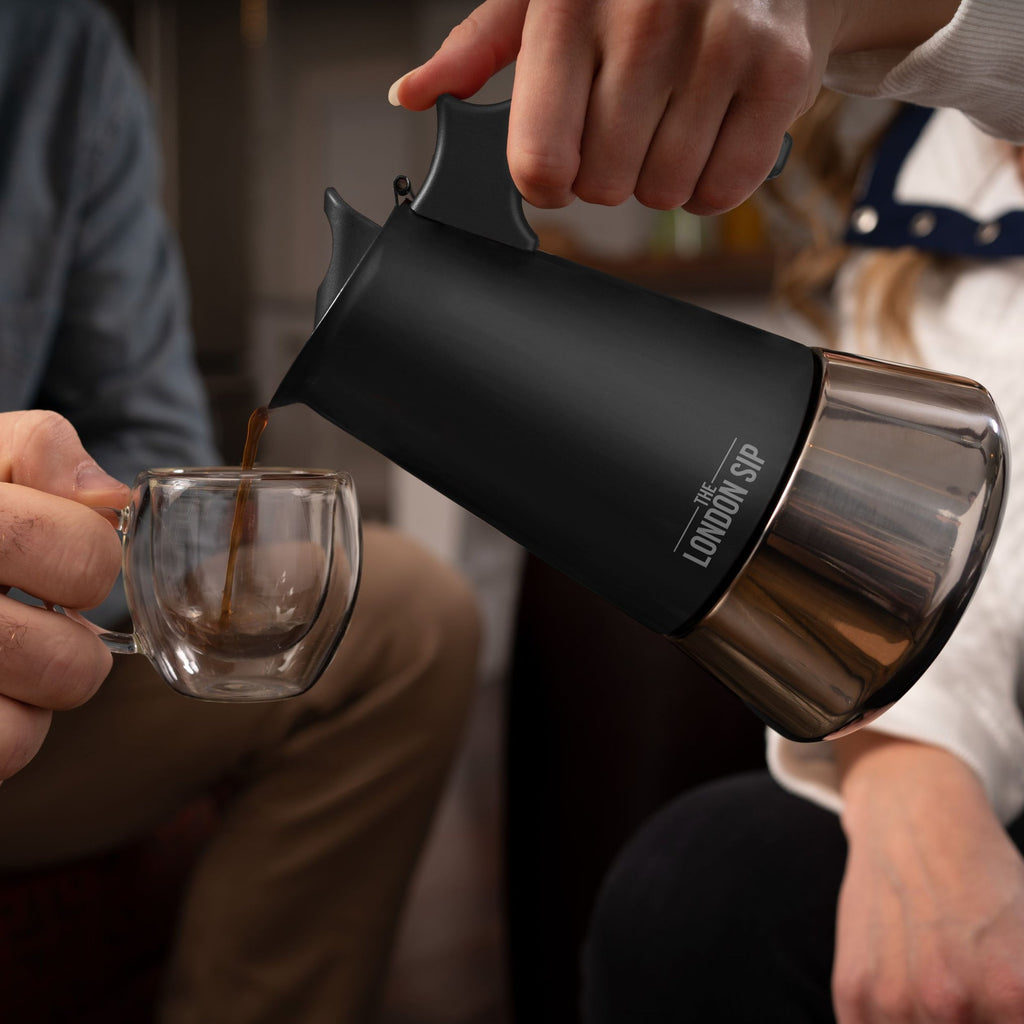 Stainless Steel Espresso Maker 6-Cup in Black
