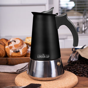 Stainless Steel Espresso Maker 6-Cup in Black