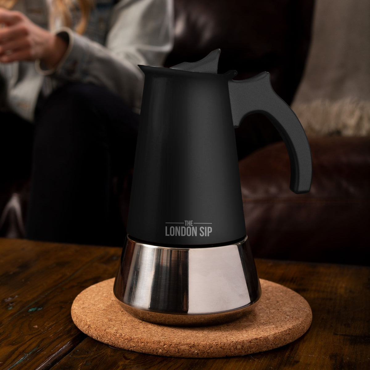 Stainless Steel Espresso Maker 6-Cup in Black