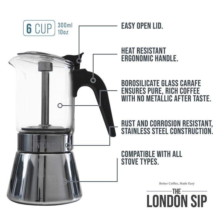 Stainless Steel Espresso Maker 6-Cup