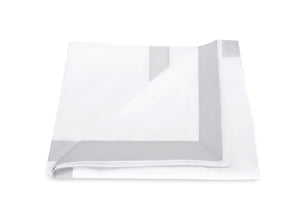 Front view of Emory Duvet Cover in Dove showcasing tailored gray border on a white background