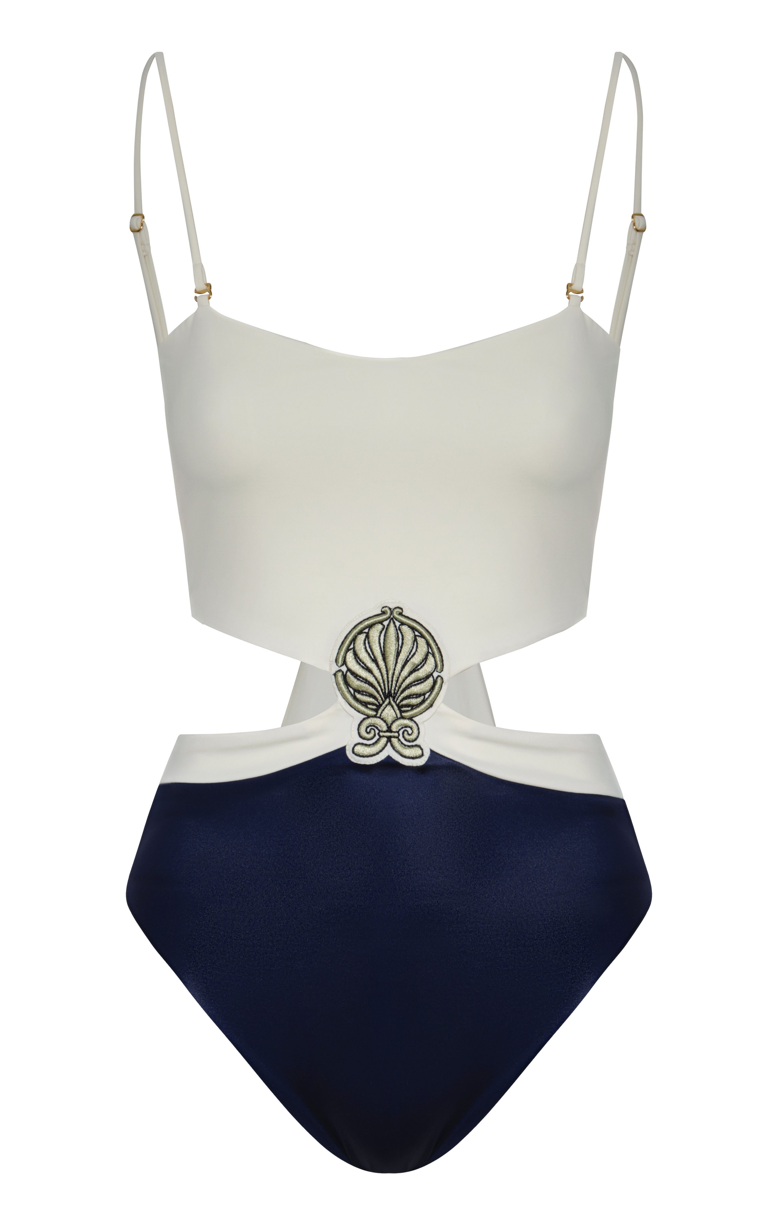 Pestana Embroidered One Piece in Navy & Ivory