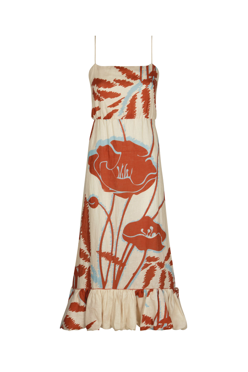 Madeira Linen Midi Dress / Ecru - Orange | Juan de Dios XL Madeira Linen Midi Dress / Ecru - Orange | Juan de Dios XL