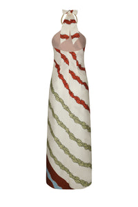 Ipanema Cotton Maxi Dress in Ivory Striped Helechos