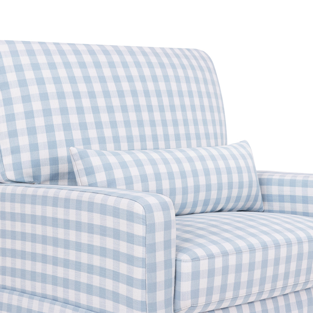 Crawford Pillowback Chair and a Half Comfort Swivel Glider in Blue Gingham