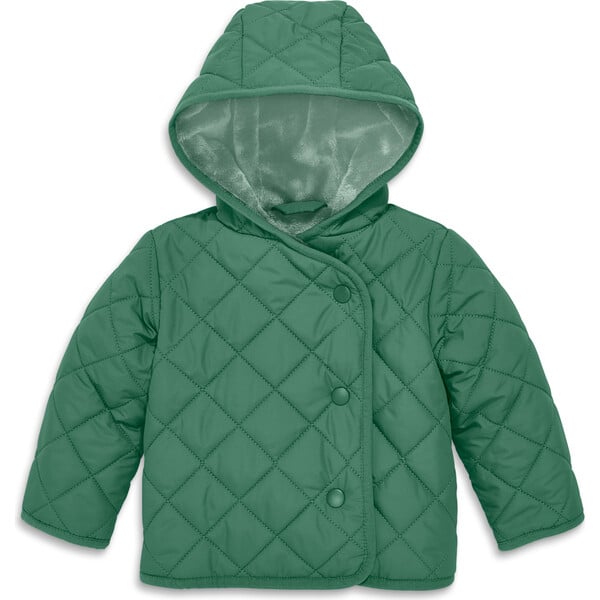 Baby Quilted Fleece-Lined Puffer Jacket, Chive