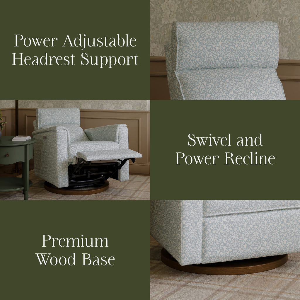 Morris & Co. x Namesake Willa Plus Power Glider Recliner with Power Headrest Bellflowers in Powdered Blue