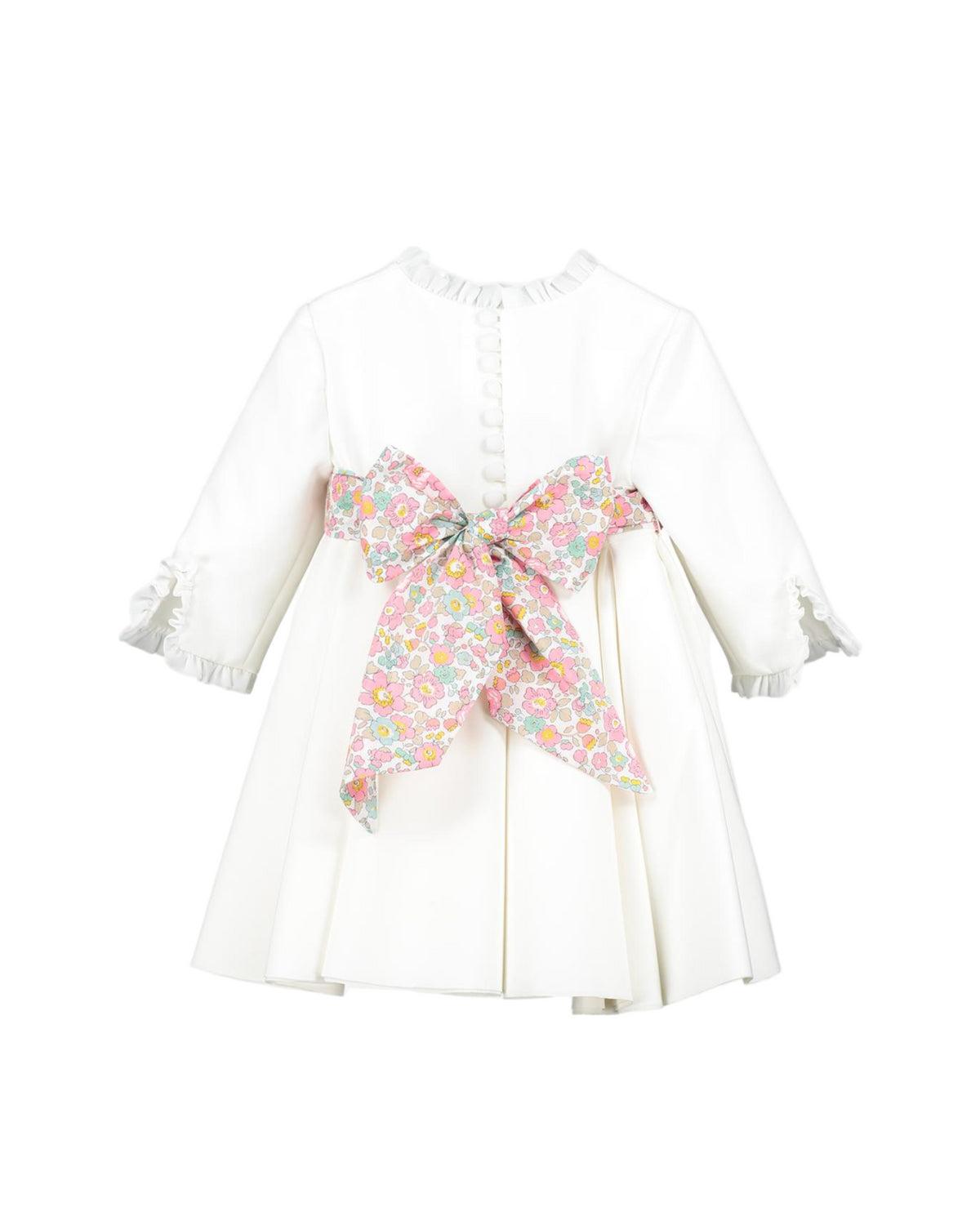 White girl's dress with liberty pattern bow - Eugénie
