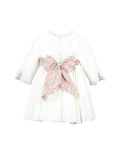 White girl's dress with liberty pattern bow - Eugénie