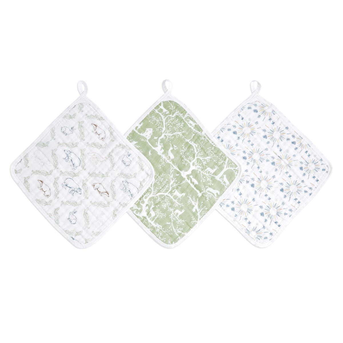 cotton muslin washcloths 3 pack in Harmony