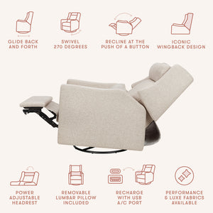 Kiwi Plus Power Recliner and Swivel Glider with Power Adjustable Headrest and USB Port in Performance Beach Eco-Weave