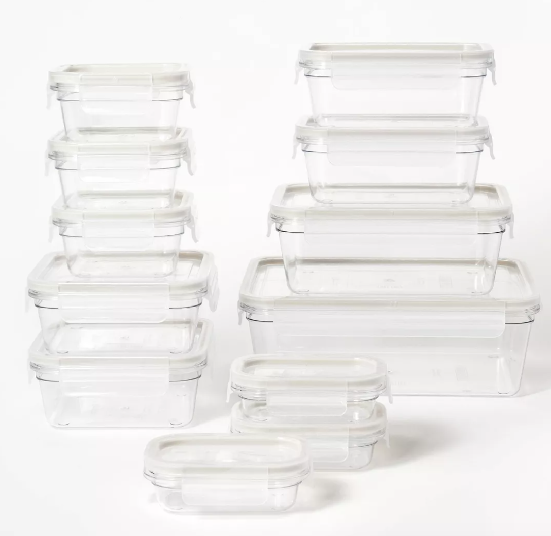 24pc (Set of 12) Tritan Plastic Food Storage Container Set with Lids Clear - Figmint™: Stackable, Microwave-Safe