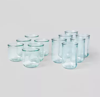 12pc Glass Potomac Double Old-Fashioned Assorted Tumbler Set - Threshold™: Recycled Glassware Set, Dishwasher-Safe