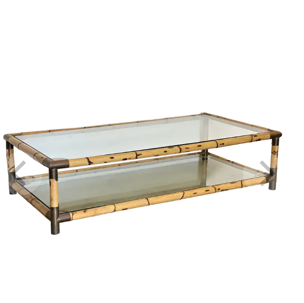 Bamboo Table in Brass, 1970s