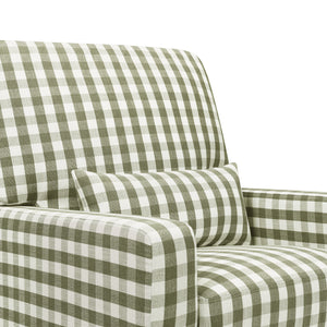 Crawford Pillowback Comfort Swivel Glider in Moss Green Gingham