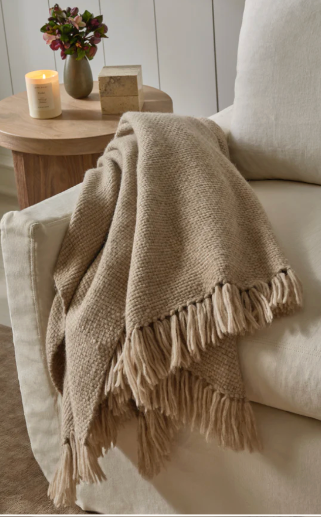 Alpaca Basketweave Throw, Oatmeal