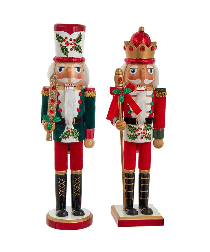 15" Holly and Berries Nutcrackers, Set of 2