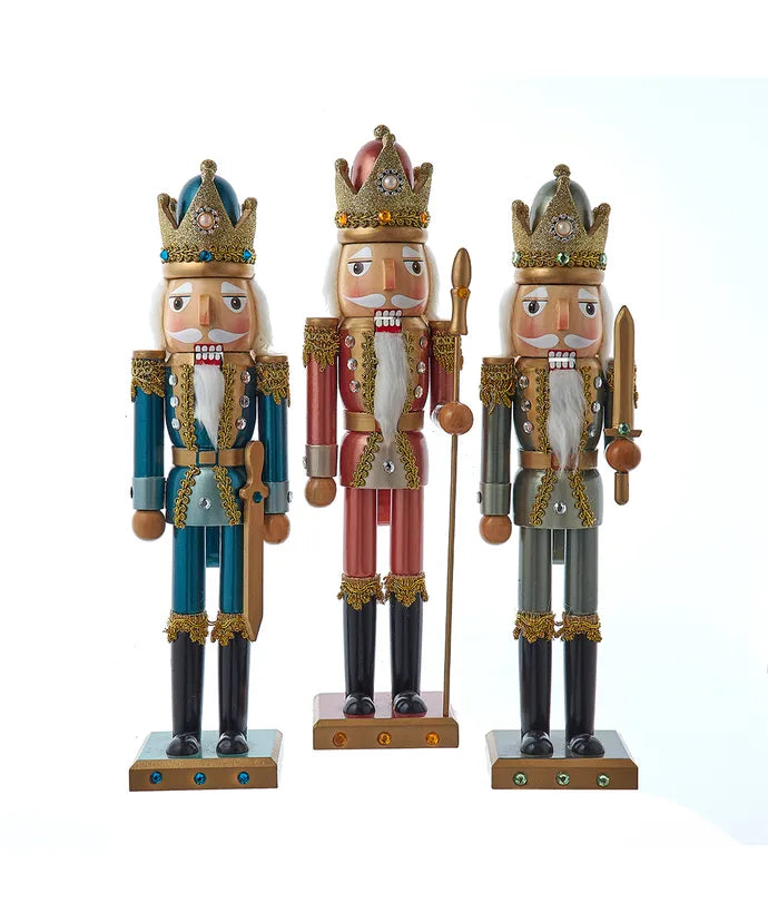 15" Teal, Green & Desert Rose Nutcrackers, 3 Assorted