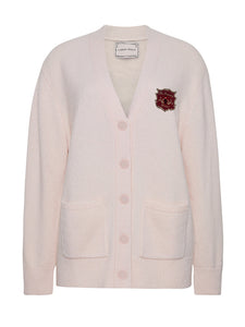 Bowery Oversized Patch Cardigan RTW LINGUA FRANCA NYC Pale Pink XS