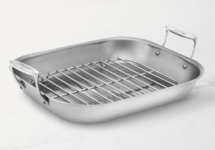 All-Clad D3® Stainless-Steel Flared Roasting Pan with Rack, Large