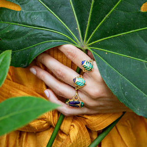 Scarab Petite Ring in Lapis/Malachite