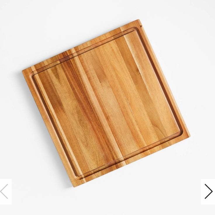 Crate & Barrel Acacia Wood Cutting Board 16"x16"x0.75"