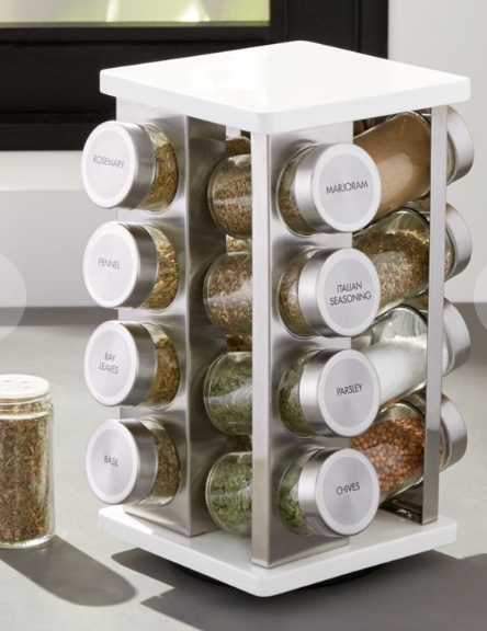 16-Bottle White Revolving Spice Rack