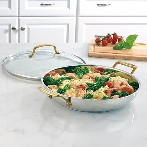 Mineral Collection Stainless Cookware 12" Everyday Pan with Cover in Stainless Steel