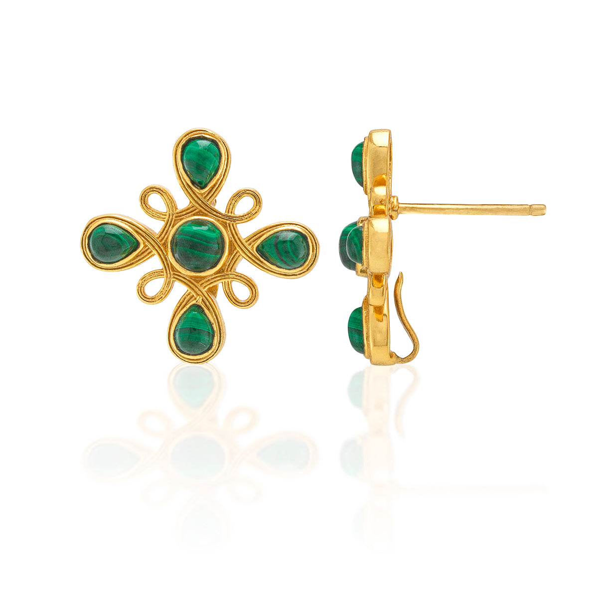 Monique Gem Double Drop Earrings in Malachite
