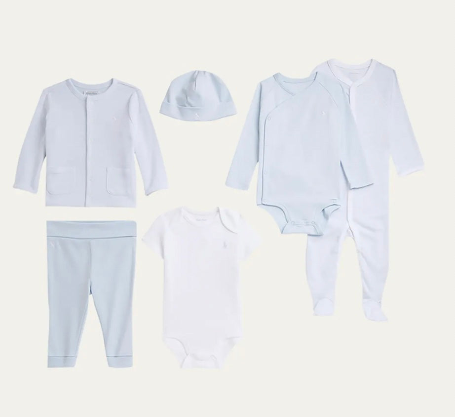 Boy's 6-Piece Interlock Cotton Knit Gift Set, Size 6M