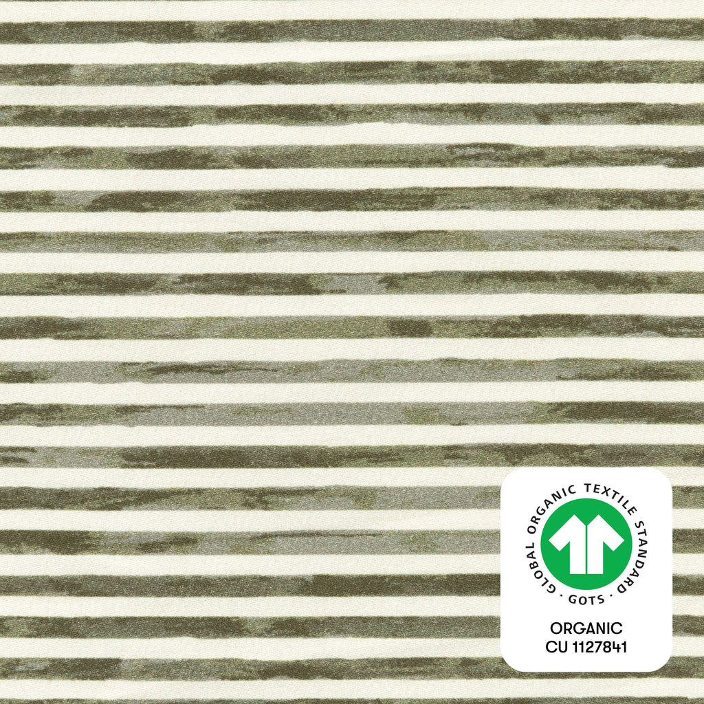 Mini Crib Sheet in GOTS Certified Organic Brushed Cotton by Nate Berkus in Juniper Stripe