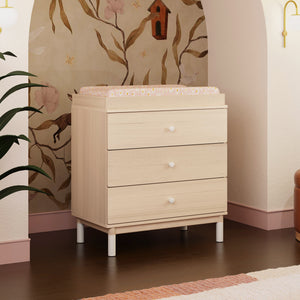 Gelato 3-Drawer Changer Dresser with Removable Changing Tray in Washed Natural & White